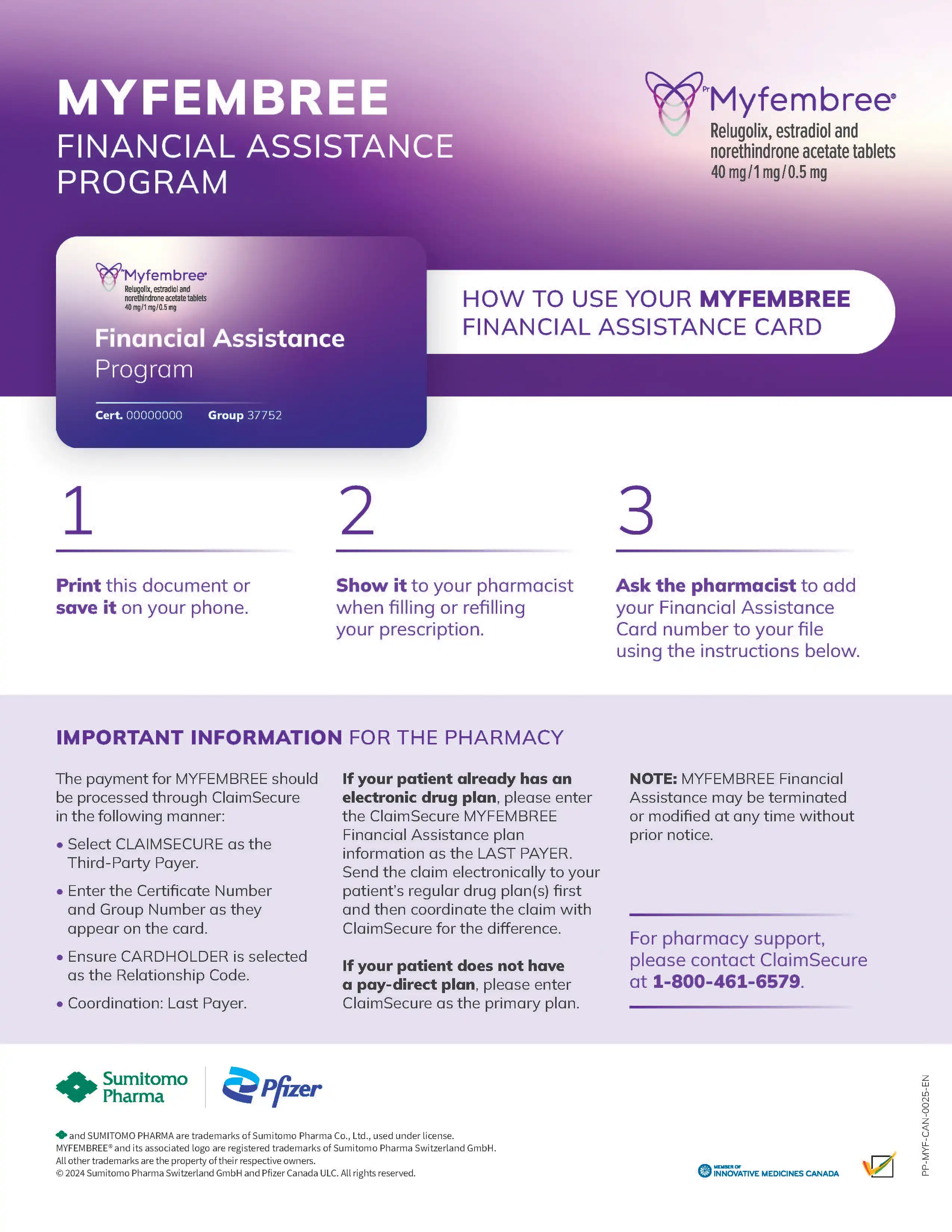 MYFEMBREE Financial Assistance Program